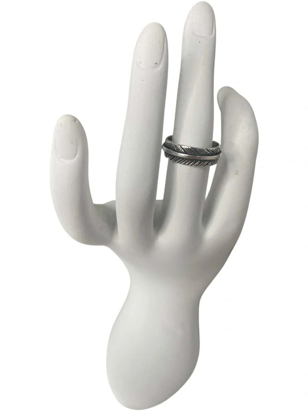 Chan Luu Carved Feather Open-Back Ring Silver